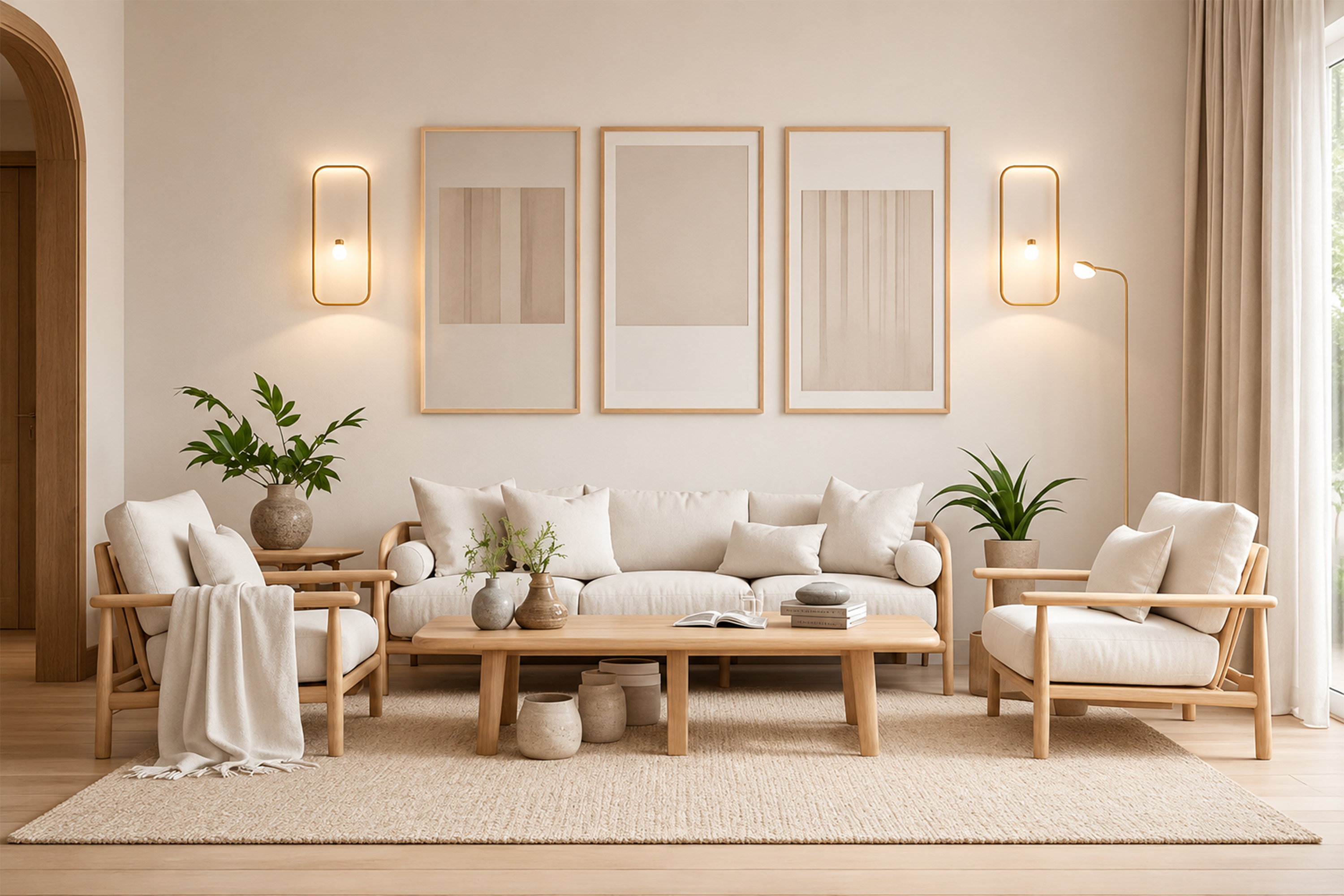 Warm, naturally-lit living room by Casa Interio